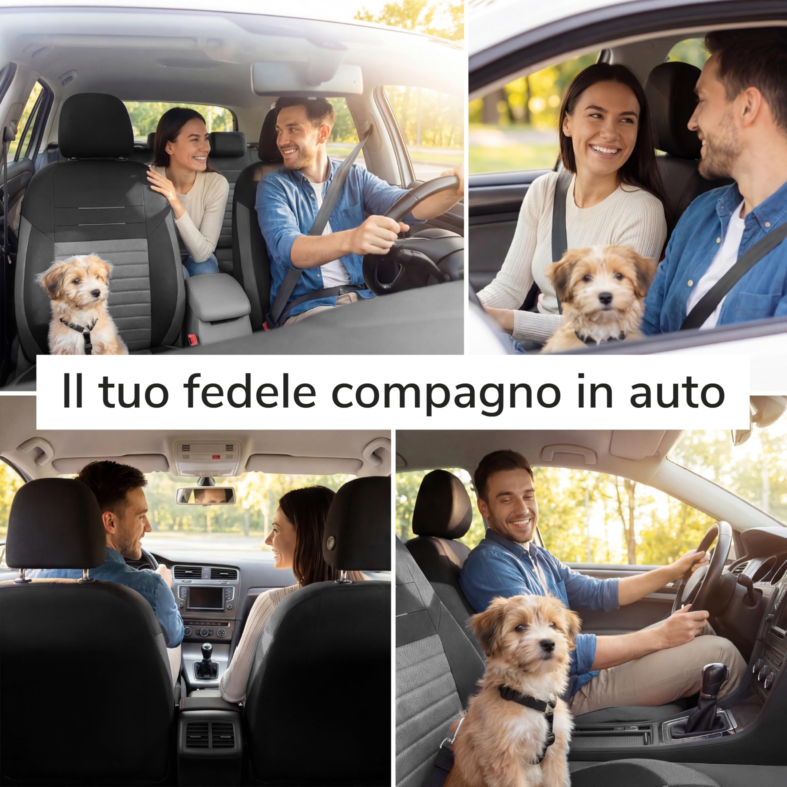 Upgrade4cars Set Coprisedili Universale Versione 2026 | Coperture per Anteriore e Sedile Posteriore in Grigio | Accessori Interno Auto Decorazione