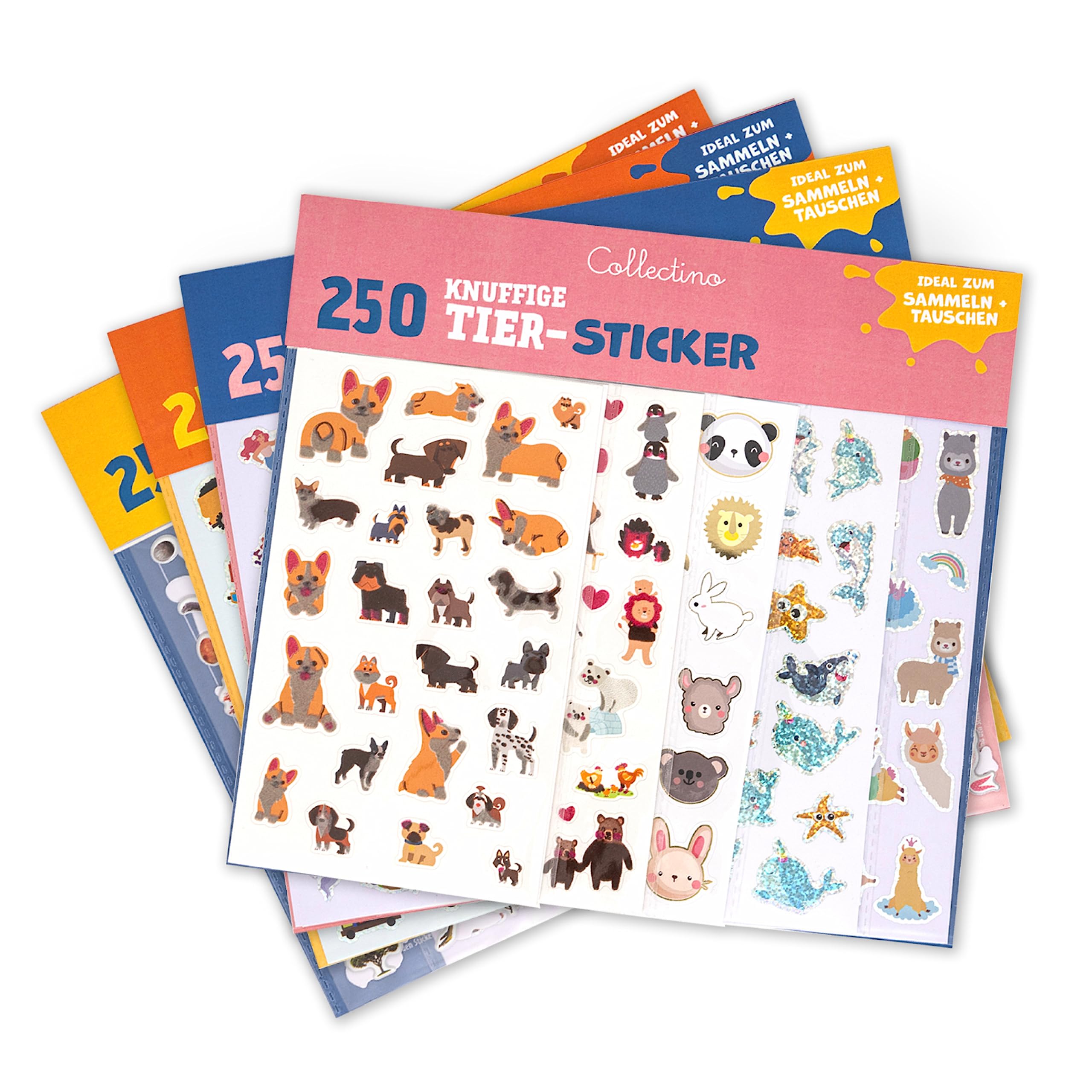 Stickeralbum ROSA DELFINE – Glitzer-Stickerbuch Für Kinder, 42x15cm, Zum Einkleben & Sammeln