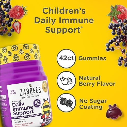 Miniatura 3 de Zarbee's Gomitas de apoyo inmunológico diario de saúco para niños, sabor a bayas naturales, 42 unidades