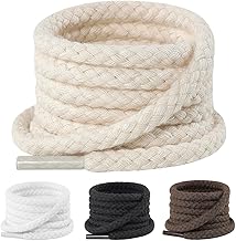 Handshop 2 pairs Round Cotton Rope Shoe laces for Sneakers, Thick Braided Shoelaces for Men Women Shoes