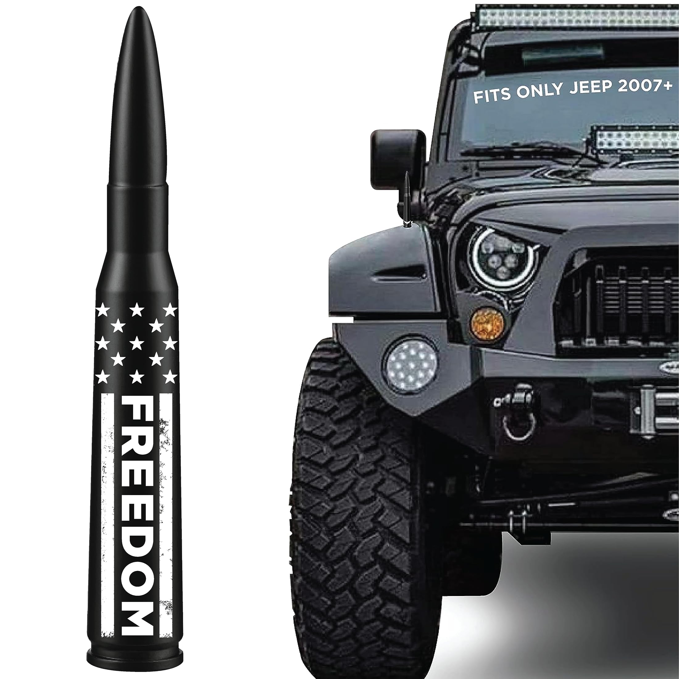 EcoAuto Badass Bullet Antenna Replacement for Jeep Wrangler JK & JL Gladiator 2007+ | Anti-Theft Replacement Antenna | Jeep Wrangler JL & JK (Freedom)