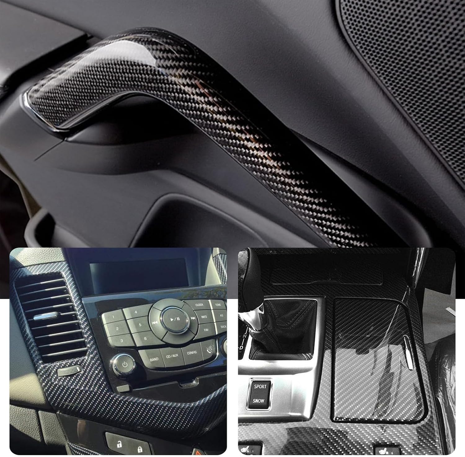 Carbon Fiber Vinyl Wrap for Cars, Black Gloss 6D Car Wrap Vinyl Film with Bubble Free Air Release Vehicle Moto DIY Sticker Decal Interior Exterior (1ft x 10ft)