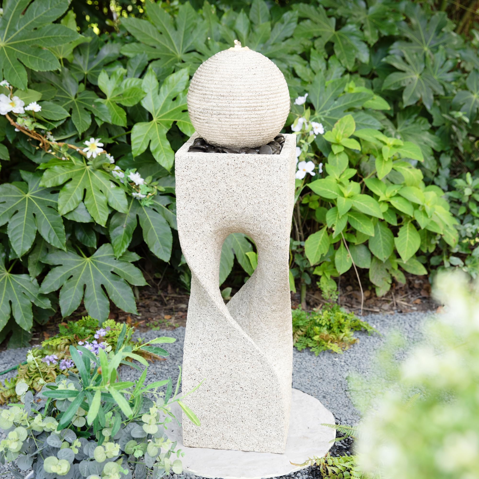 Glitzhome Outdoor Water Fountain with Lights