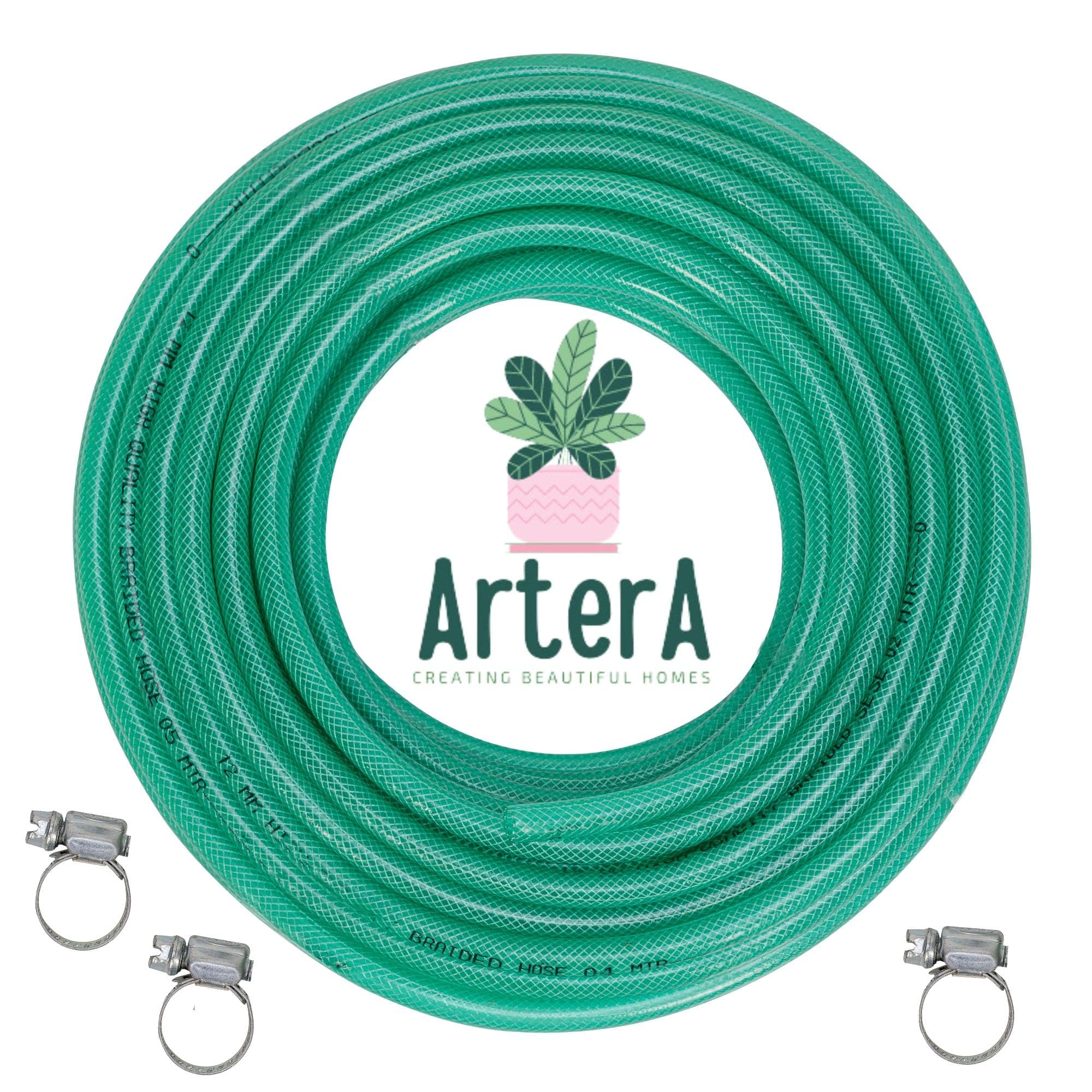ARTERA® 3 Layered Heavy Duty Braided 3/4 inch (20MM) Length: 20 Meters, With 3 Clamps || Watering Pipe Lightweight, Durable & Flexible Hose || Garden Car Wash Floor Clean, Pet Bath, Yard (B0C21KS8XN) Amazon Price History, Amazon Price Tracker