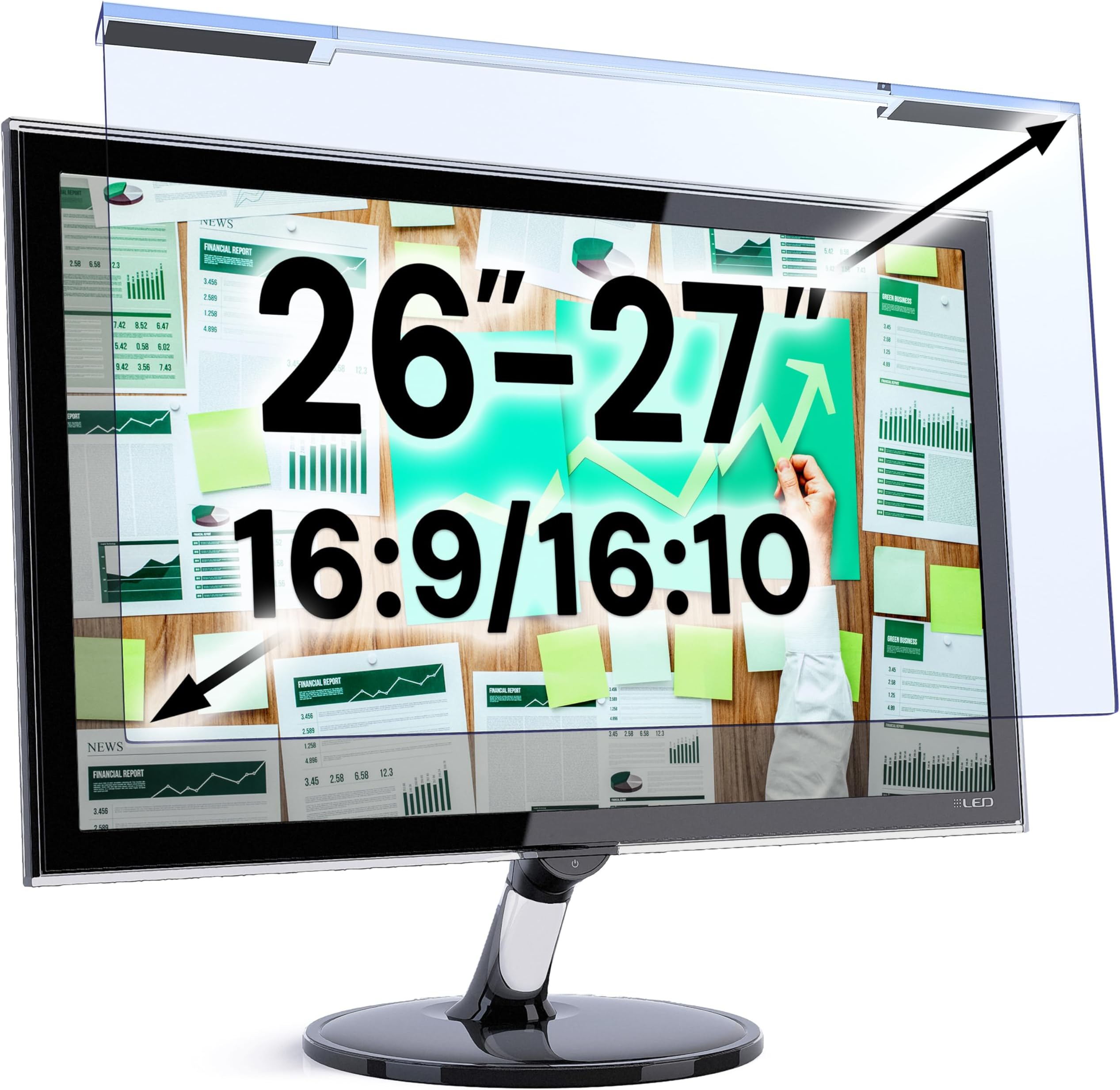 Blue Light Screen Protector for 26, 27 Inch Computer Monitor and Laptop – Anti-UV Blue Light Blocking Film for Desktop PC, Eye Protection Filter, 24.1" x 15.1", 1 Pack