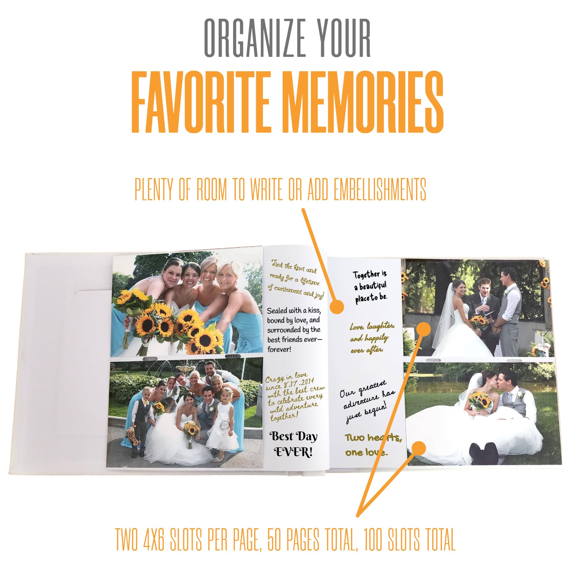 Biały album do scrapbookingu z długopisami żelowymi (1 liczba) – 50 stron, 100 przegródek na zdjęcia 4 x 6, 10 x 15 cm, miejsce na zdjęcia na okładkę