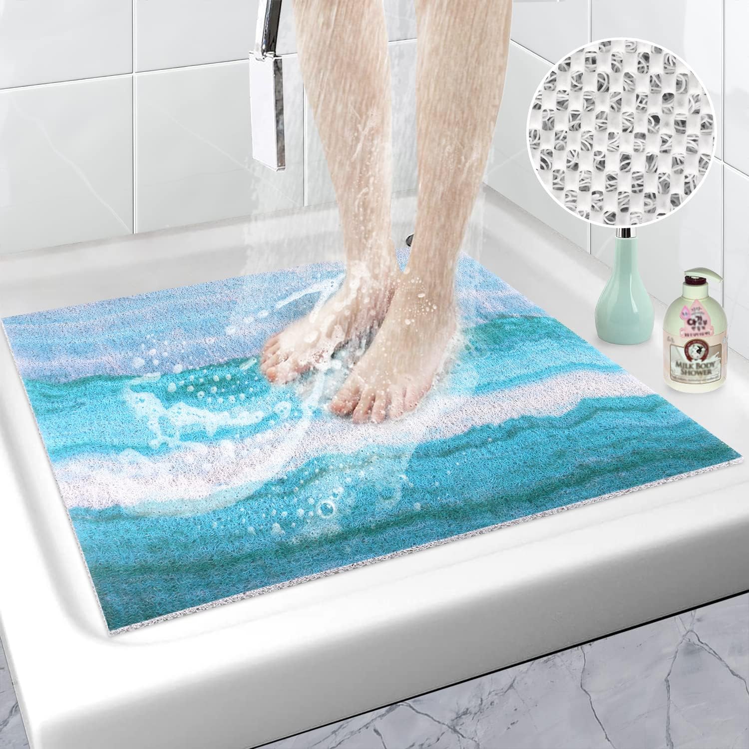Avvrel Non Slip Shower Mats for Inside Shower, Loofah Shower Mat Anti