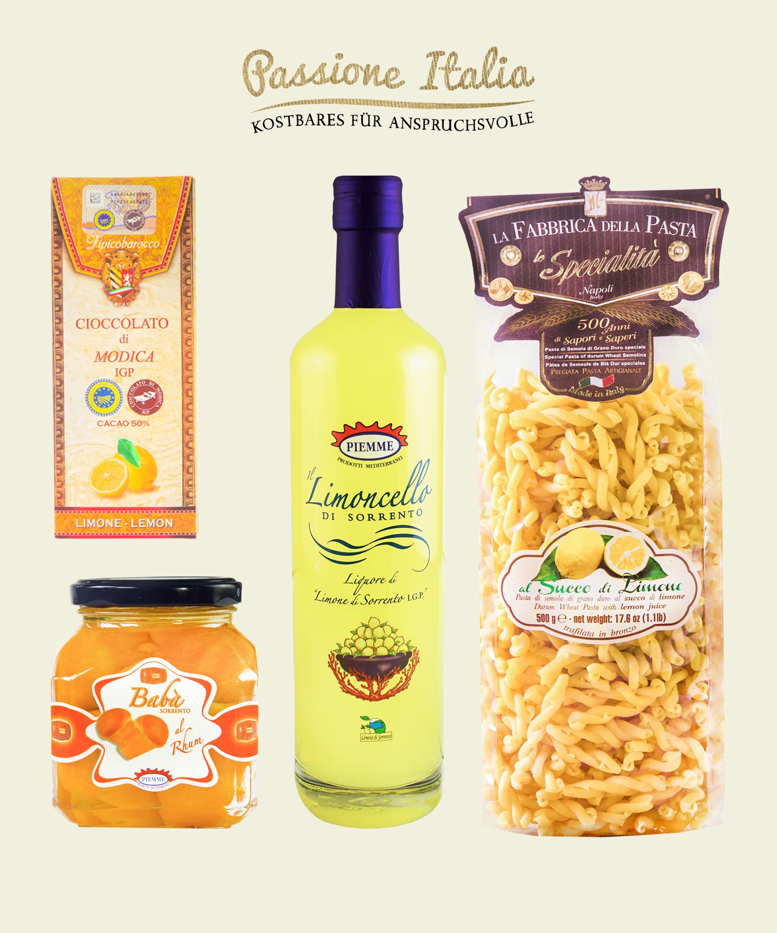 Italienischer Feinkost Geschenkkorb AMALFI mit Limoncello aus Sorrento, Baba, Pasta und Modica Schokolade Geschenkkorb Italienisch
