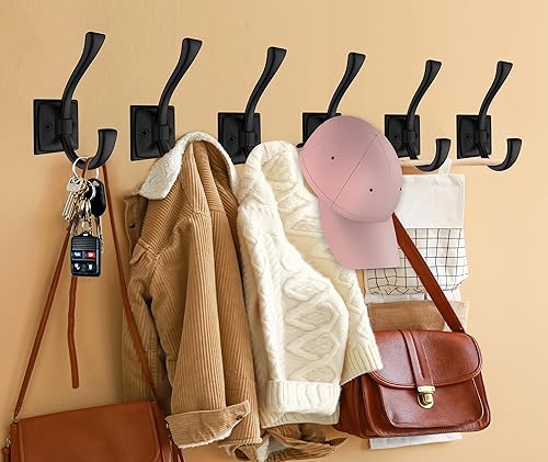 Miniatura 2 de Paquete de 8 ganchos negros antiguos para colgar en la pared, sombrero, llave, bolsa, bata, toalla, vestíbulo, entrada de baño, puerta decorativa