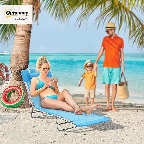Miniatura 2 de Silla reclinable de playa Outsunny, Azul