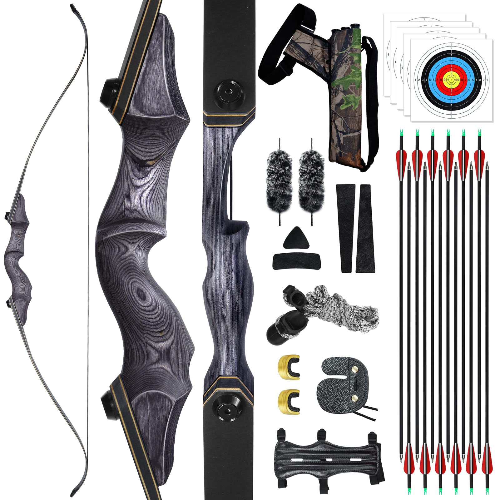 57 Inch Recurve Bow 30lbs / 40lbs Archery Right Left Hand Hunting Bow Long Bow