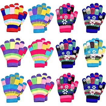 QKURT Kinder Winterhandschuhe - 3 Paar Strickhandschuhe Für Mädchen 3-7 Jahre