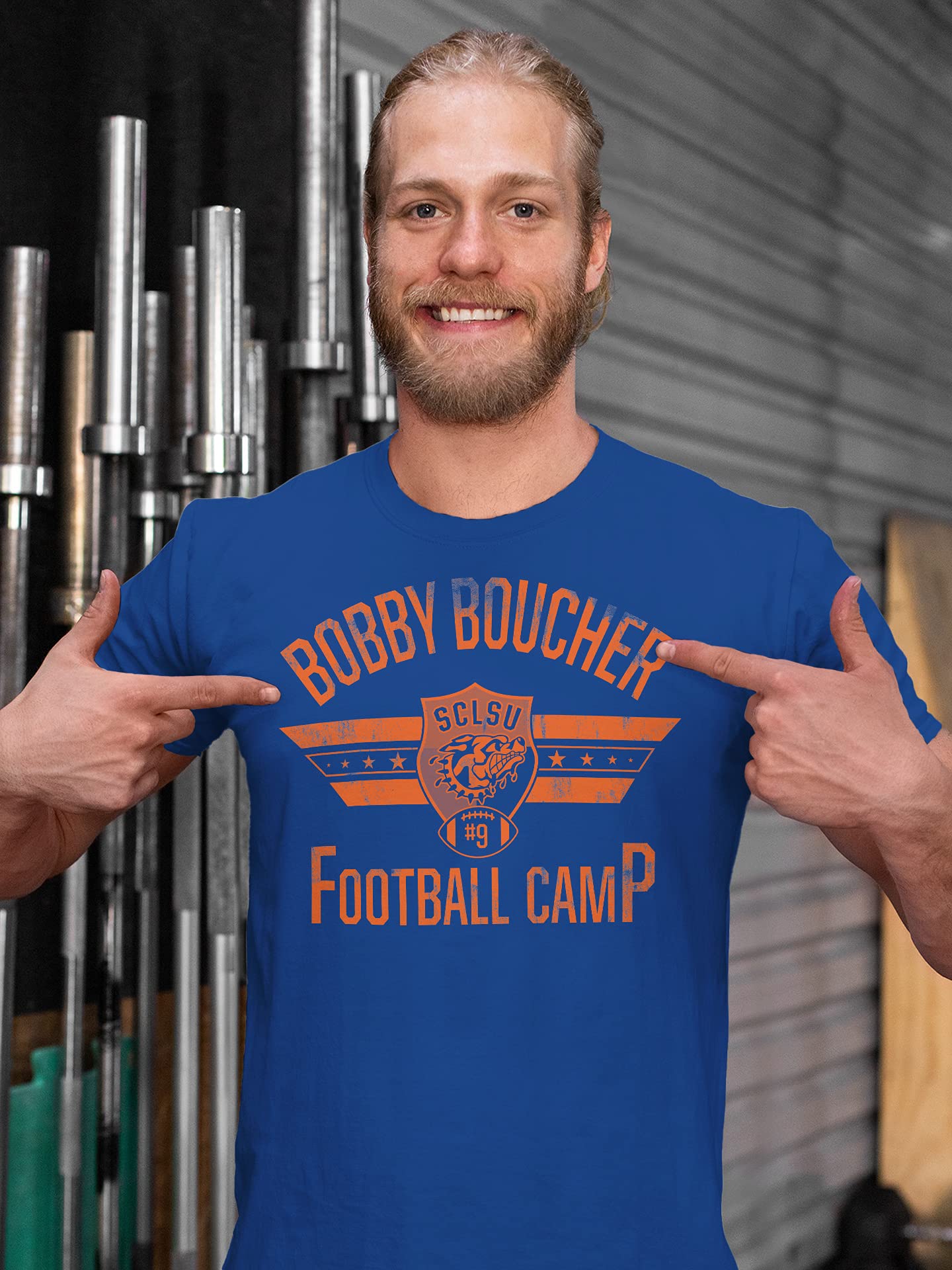 Bobby Boucher Football Camp - SCLSU Mud Dogs Funny Vintage Movie Shirt - F/Royal-XL