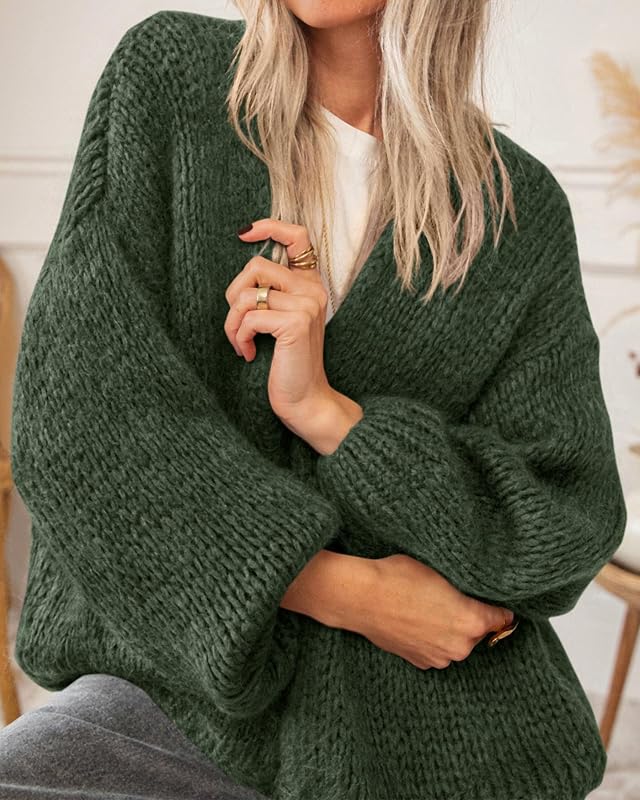 BTFBM Cardigan Sweaters Army Green Small – Loose slouchy fit