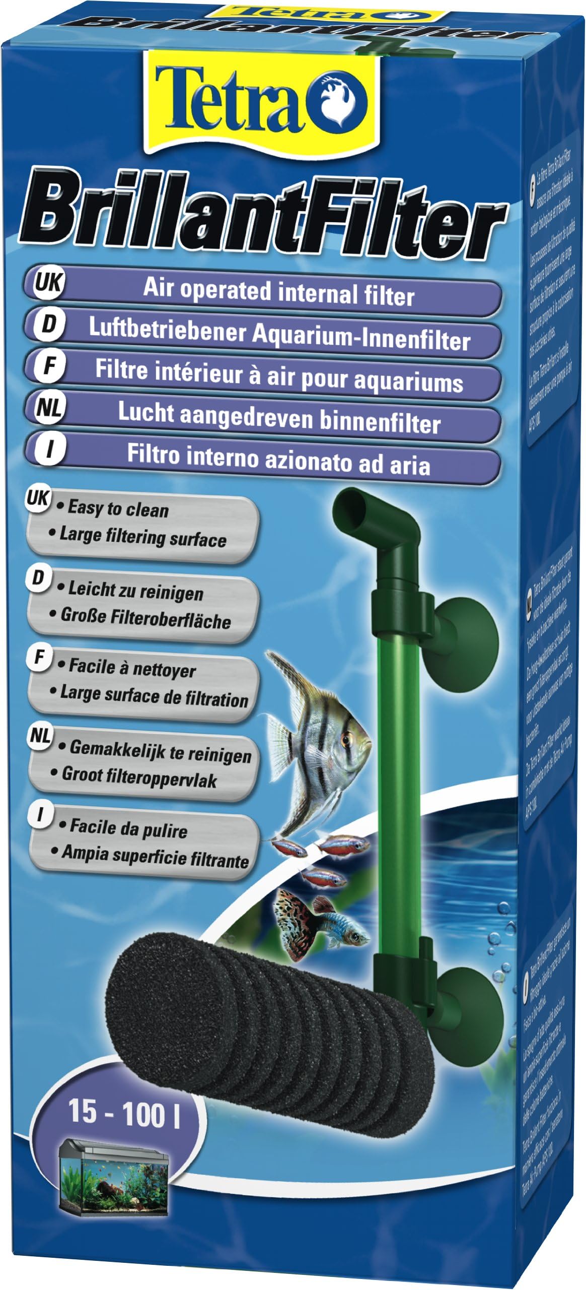 Tetra Brillant Filter - luftbetriebener Aquarium Innenfilter mit ...