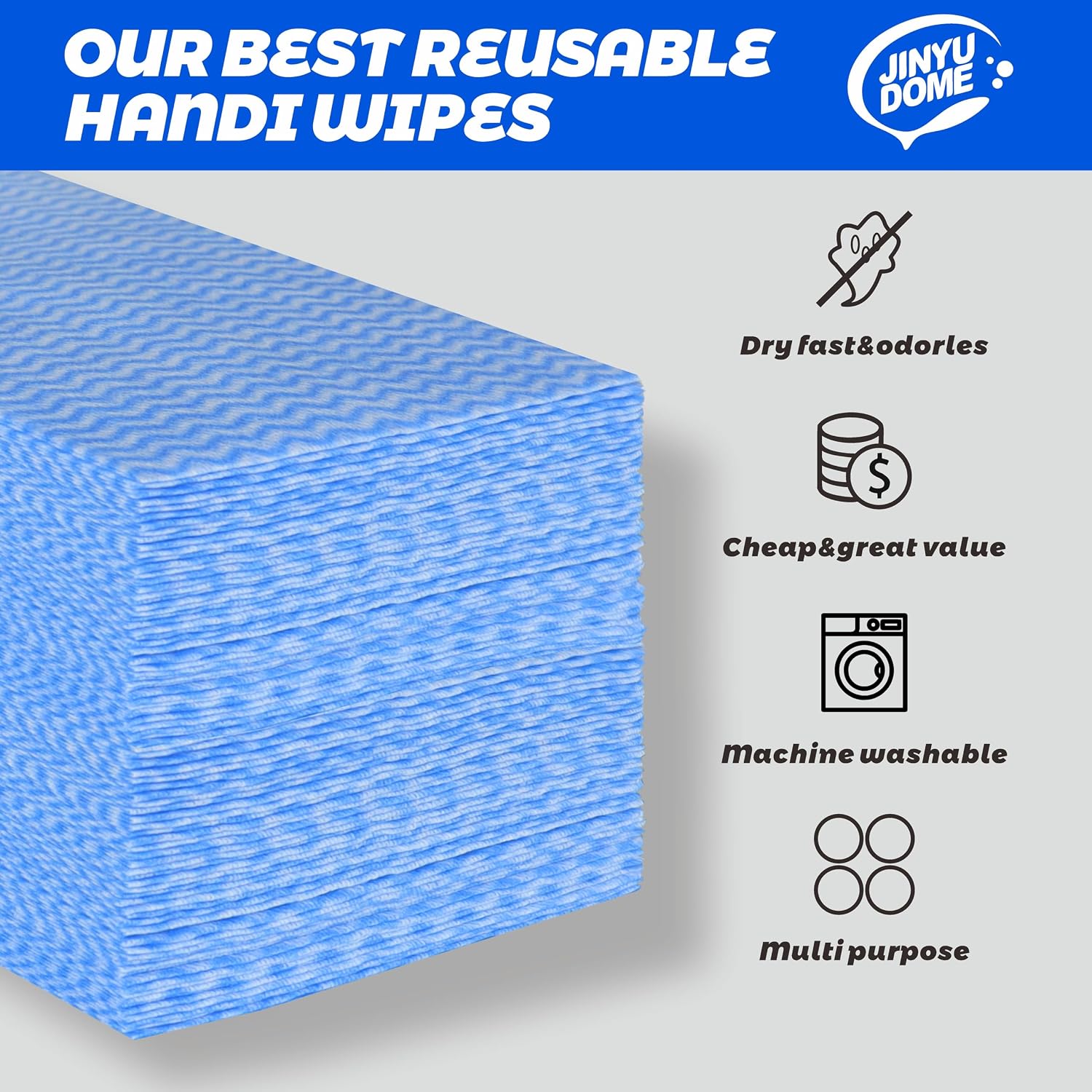Handi Wipes Reusable Cloths, Blue Disposable Kitchen Cleaning Towel Roll, Heavy Duty J Cloth,100 Count image 3