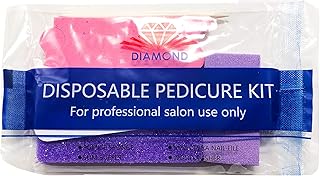 BNP Disposable 4-Piece Pedicure Kit Pumice Pad Wood Nail File 80/100 Grit Mini Buffer 80/100 Grit Wood Pusher Toe Separator Value Bundle Foot Nail Salon Home DIY Use Beauty Art