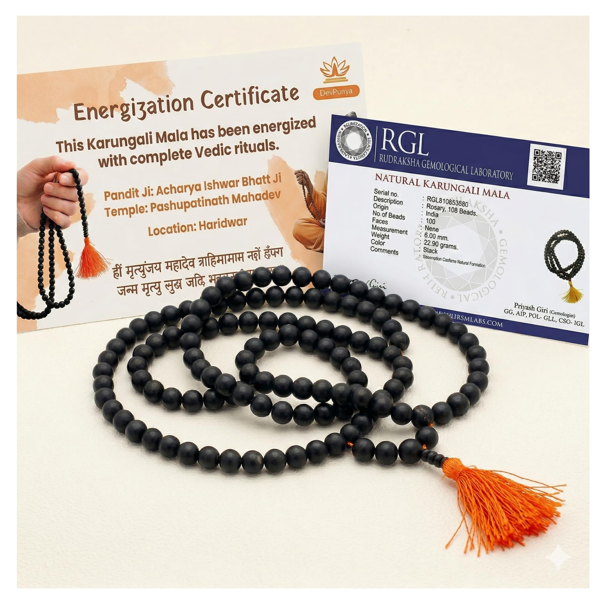 Original Karungali Mala 108+1 Beads (Natural & Unpolished Ebony Wood, Abhi Mantrit by Pandit Ji) with Ritual Video Proof & Purity Certificate for Ayyappa & Shiva Devotees-image-47