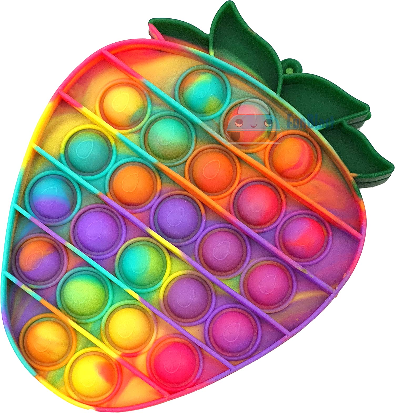 FunBlast Pop It Fidget Toy, Autism Special Needs Silicone Stress Reliever, Squeeze Sensory Toy (Strawberry)
