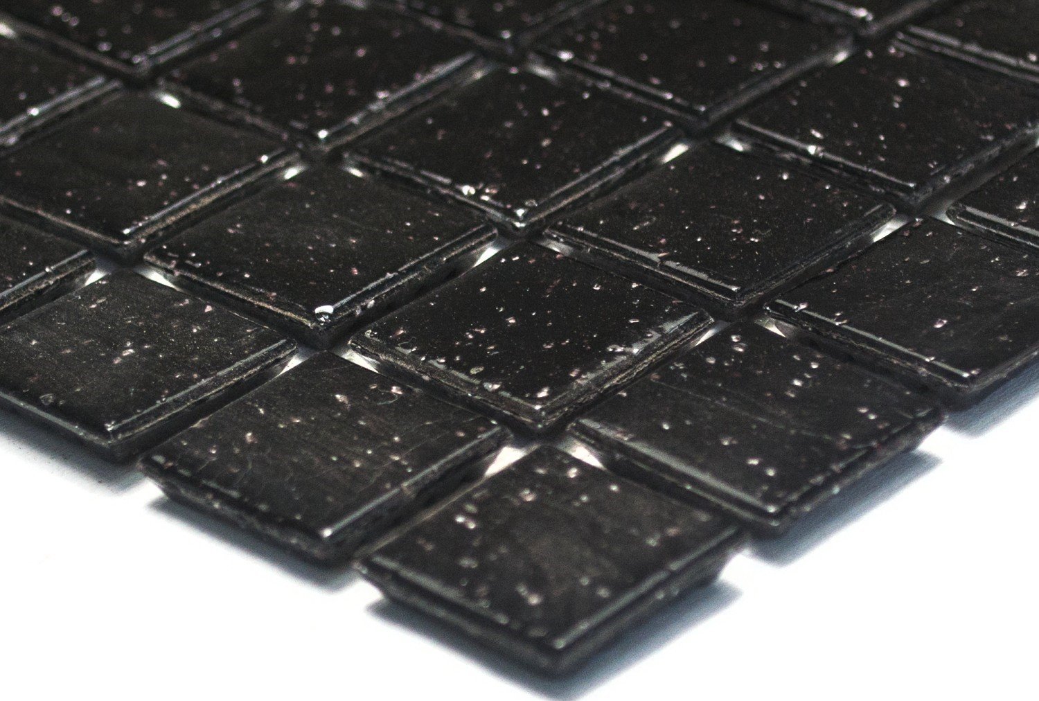 Mosaïque Aluminium Et Verre Cristal - Échiquier Noir Et Argent - Bain - 1 Plaque 49-0302_b - Neuf