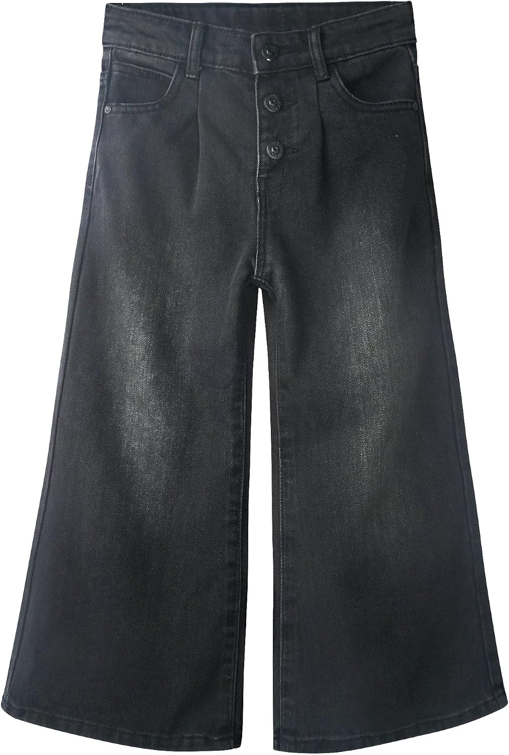 KIDSCOOL SPACE Girls' Wide-Leg Jeans,3 Buttons Front Elastic Band Inside Palazzo Denim Pants