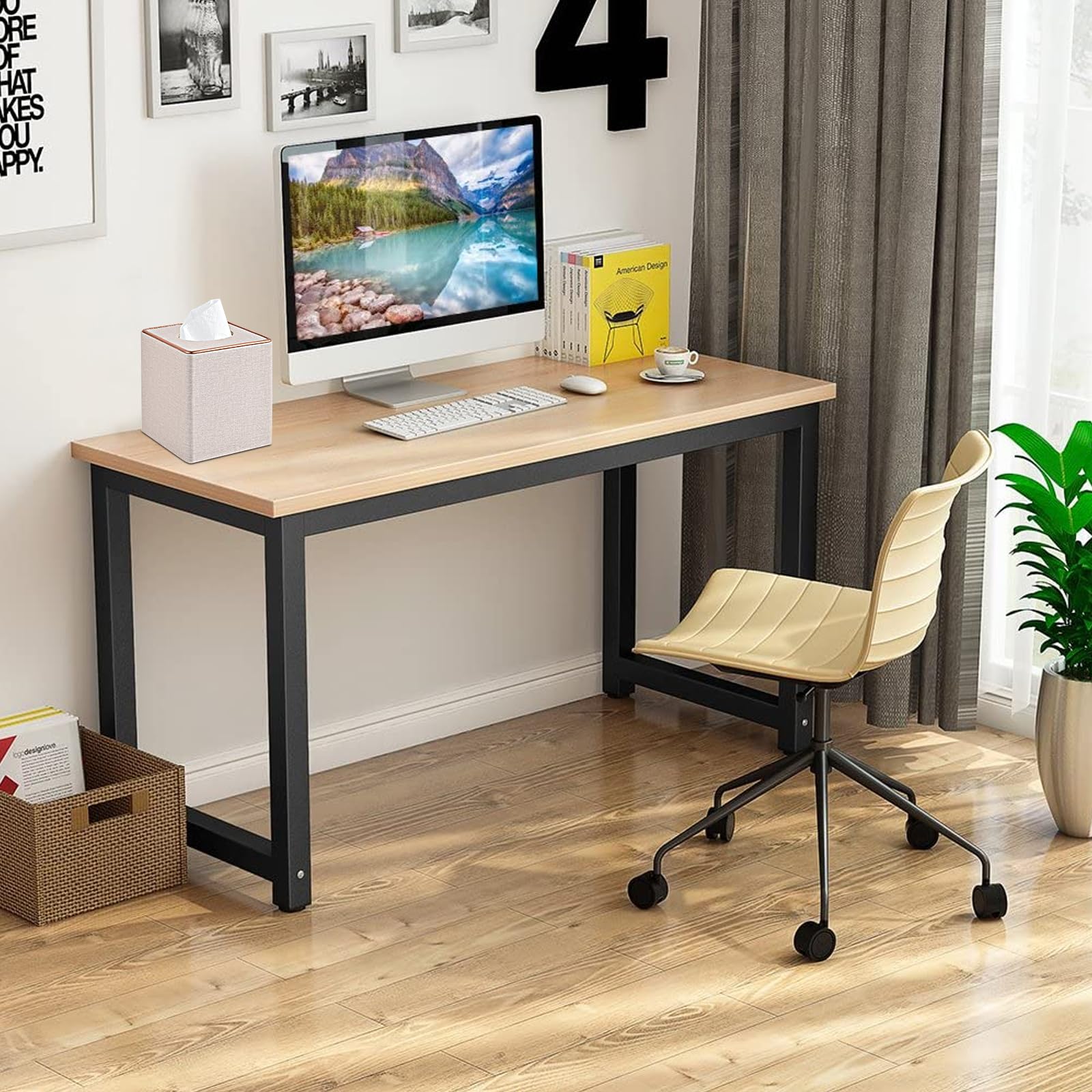 Boîte à Mouchoirs En Cuir Avec Rangement - Noir - Pour Bureau, Maison Ou Voiture - 3 Compartiments Latéraux