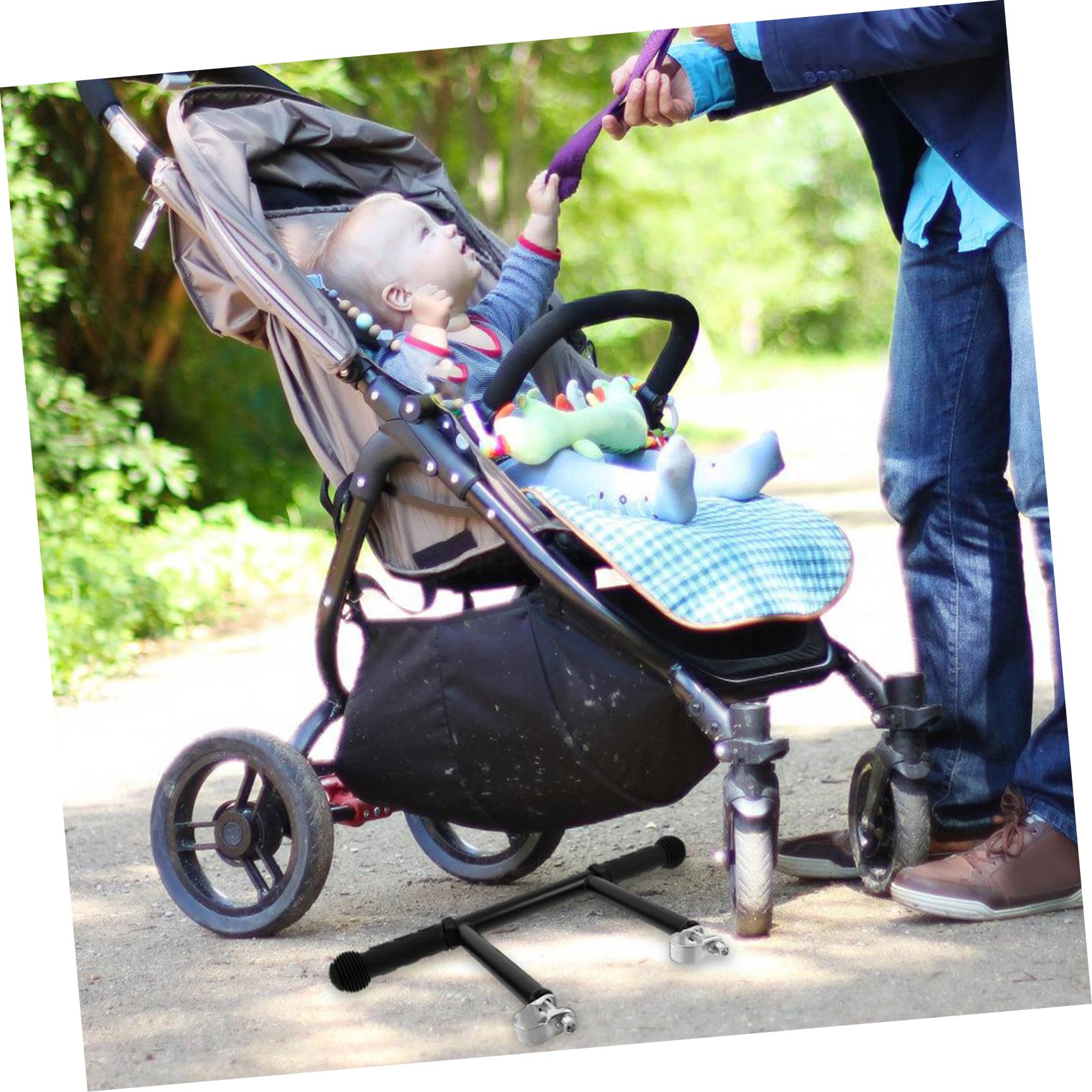 ifundom Prolunga Maniglia Passeggino Regolabile in Plastica e Acciaio Inossidabile con Chiusure Multiple, Ergonomica e Staccabile per Carrozzina e Beach Cart