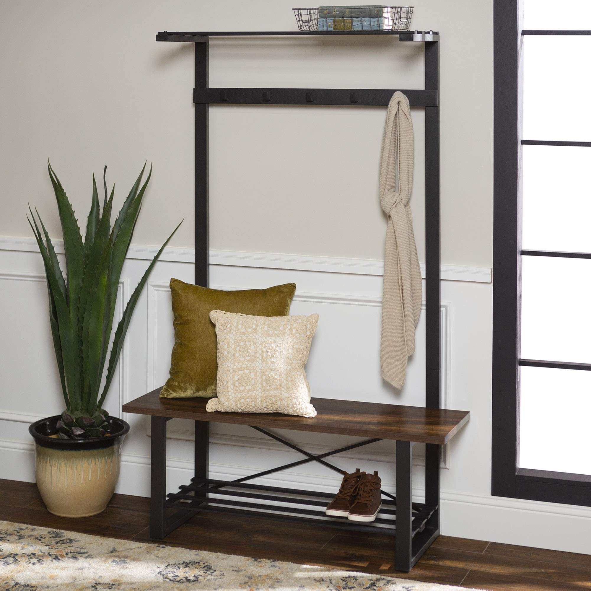 Buy Walker Edison Warren Urban Industrial Metal and Wood Hall Tree with