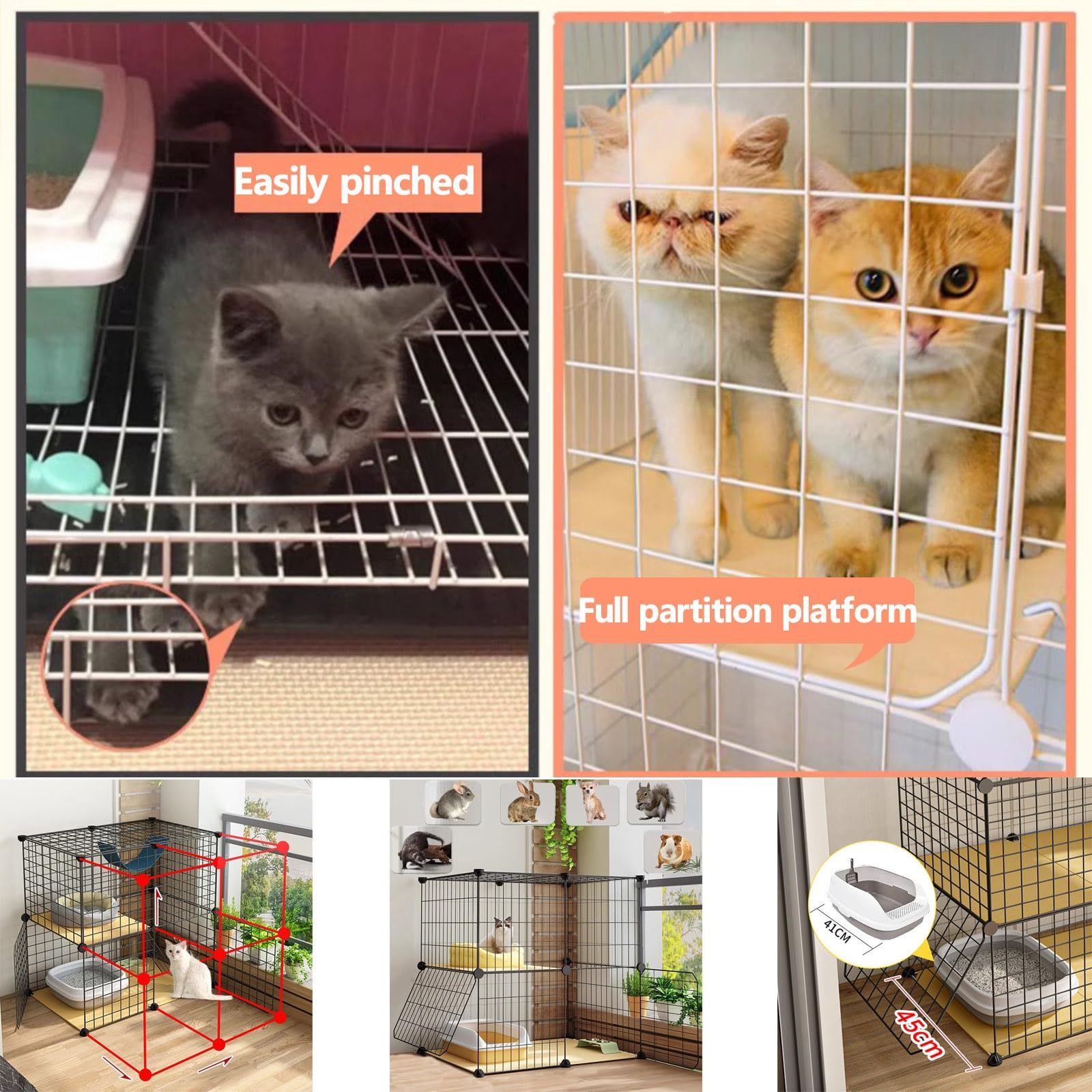 Gabbia per gatti da interno con piattaforme, ideale per 1-4 gatti, rete metallica crittografata, perfetta per godersi il sole all'aperto