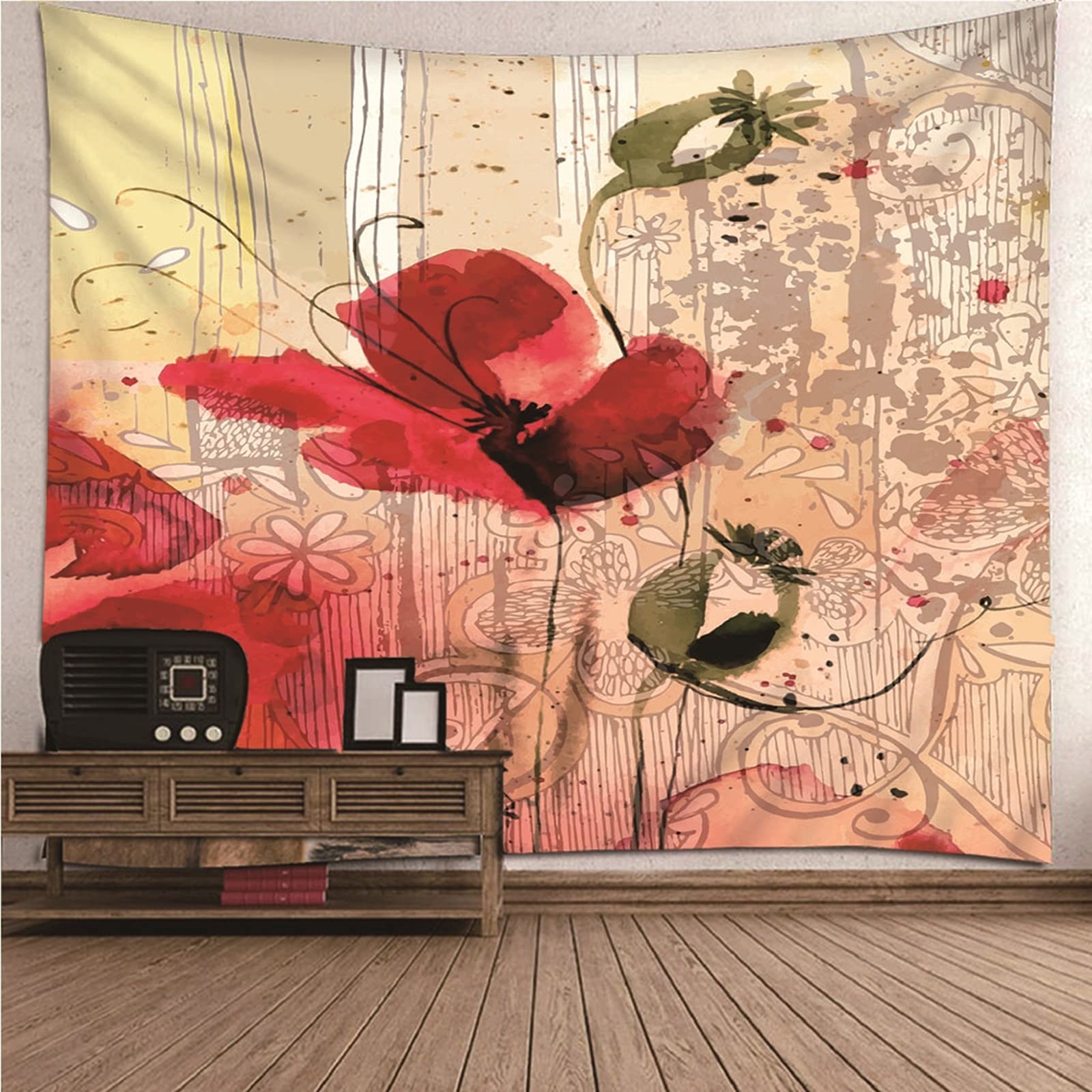 Aeici Tapices Pared, Tapiz De Tela para La Pared Flor Tapiz Pared Wall Hanging, Bedsheet(260X240Cm)