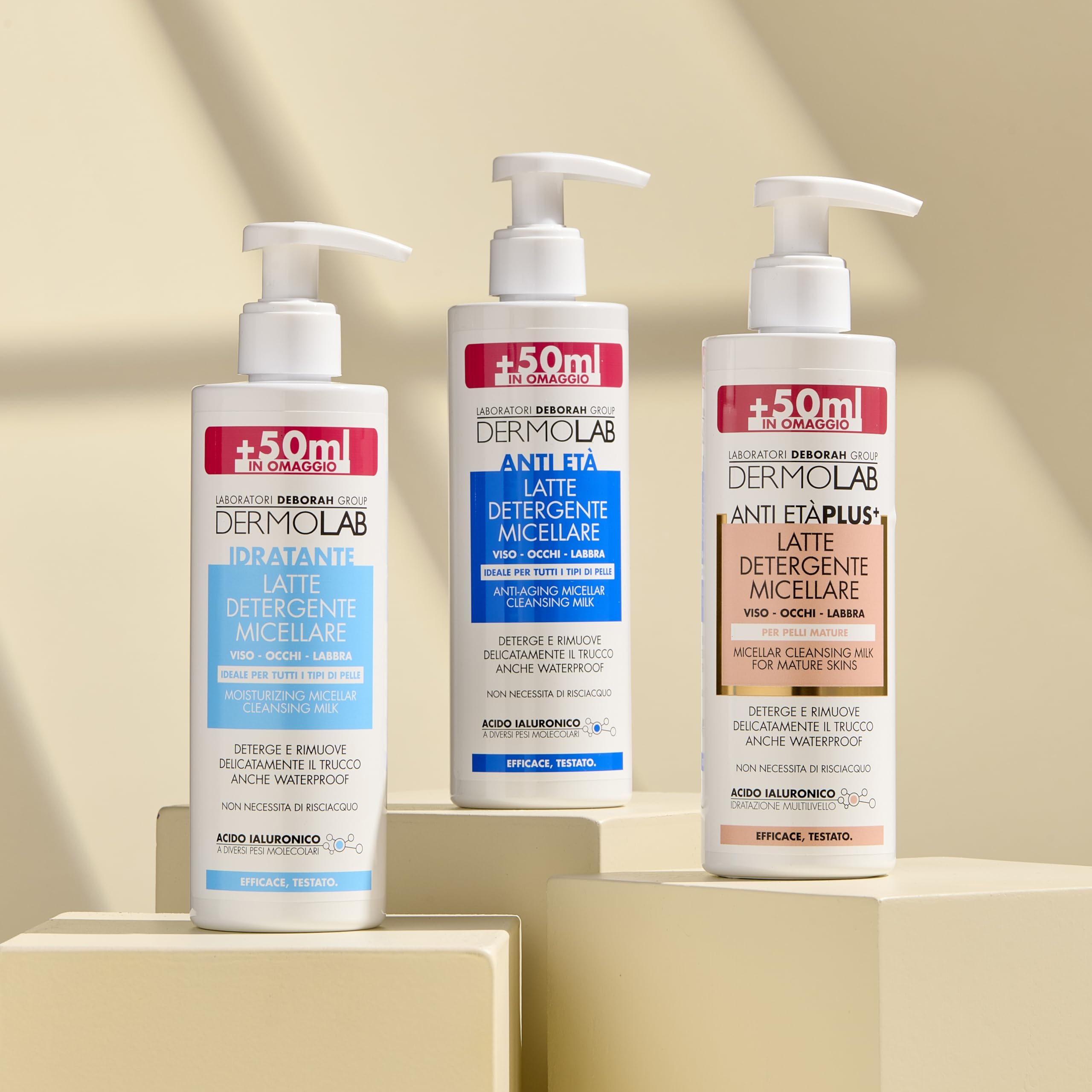 Dermolab - Latte Detergente Micellare Antietà Viso, per Tutti i Tipi di Pelle, Deterge la Cute, Effetto Idratante e Levigante, Minimizza la Visibilità delle Rughe, Dermatologicamente Testato, 250 ml