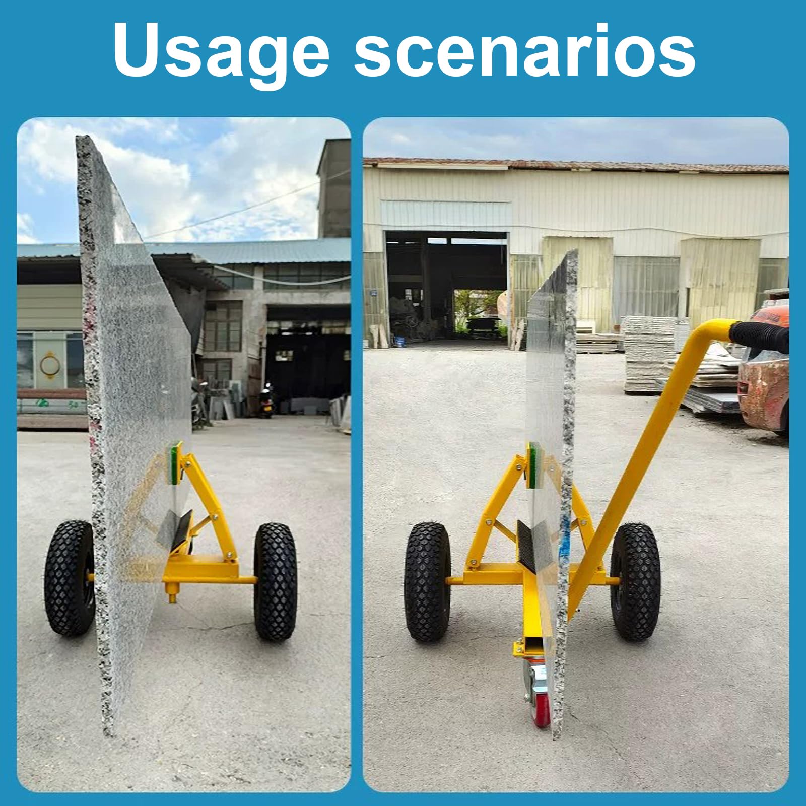 Los Carros De Plataforma Utilizados para El Transporte De Pizarra Tienen Una Capacidad De Carga De 400kg Y Están Equipados con Abrazaderas para Placas De Yeso Neumáticos Y Ruedas Giratorias con Freno