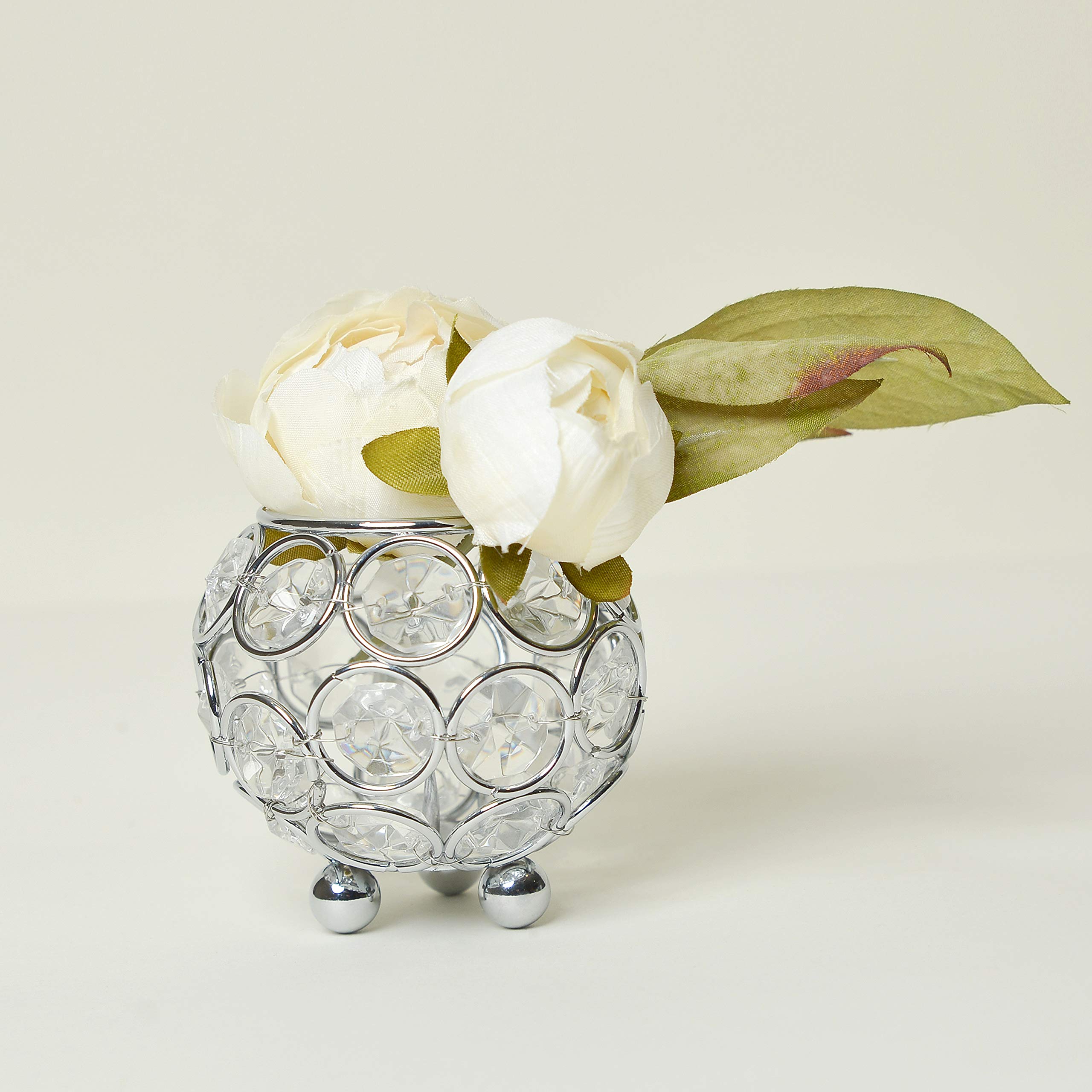 Elegant Designs Decorative Candleholder/Vase, Crystal, Chrome, 3.25 Inch - Image 4