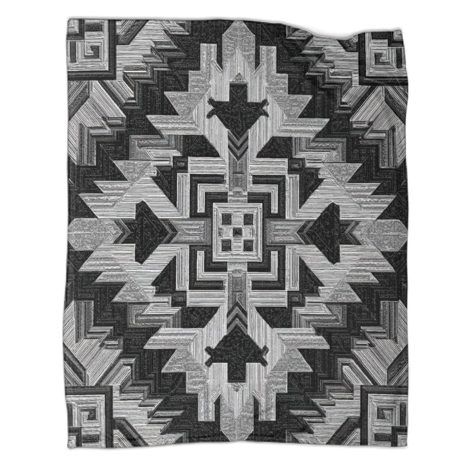 Texture piatta in bianco e nero in stile sud-occidentale, motivo inciso Manta Súper Suave | Colcha Patchwork | Funda De Viaje Cómoda Y Esponjosa 80x90inch(200x230cm)