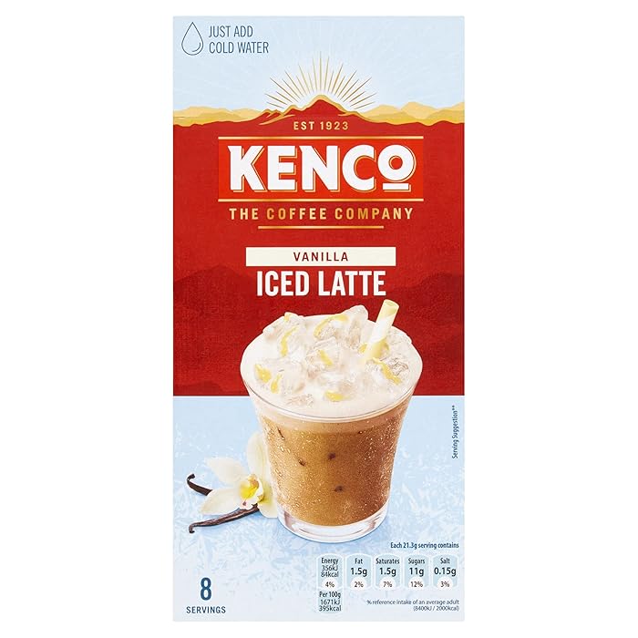 Buy Kenco Iced Latte Vanilla Instant Coffee 8 Sachets, Pack of 5 Online