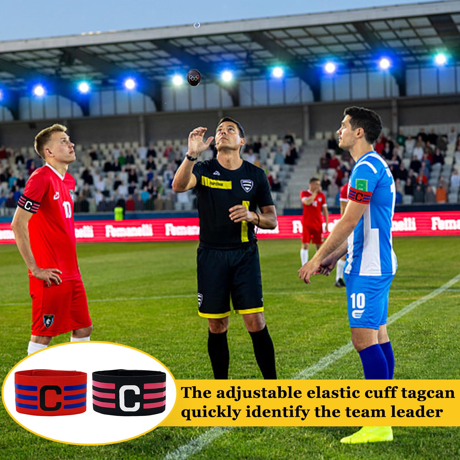 Kit Arbitro Calcio Completo - 2 Fischietti Metallici, Cartellini Giallo/Rosso, Gettone E Fascette Capitano - Foto 9