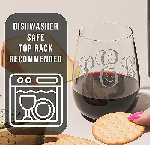 Miniatura 3 de Monograma grabado para el Día de la Madre personalizado de 17 onzas, copa de vino sin tallo, mujer, regalos personalizados para mamá, regalos