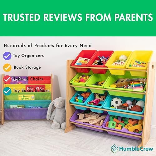 Miniatura 6 de Humble Crew Librero de almacenamiento para libros infantiles, 4 niveles, arcoirismadera natural