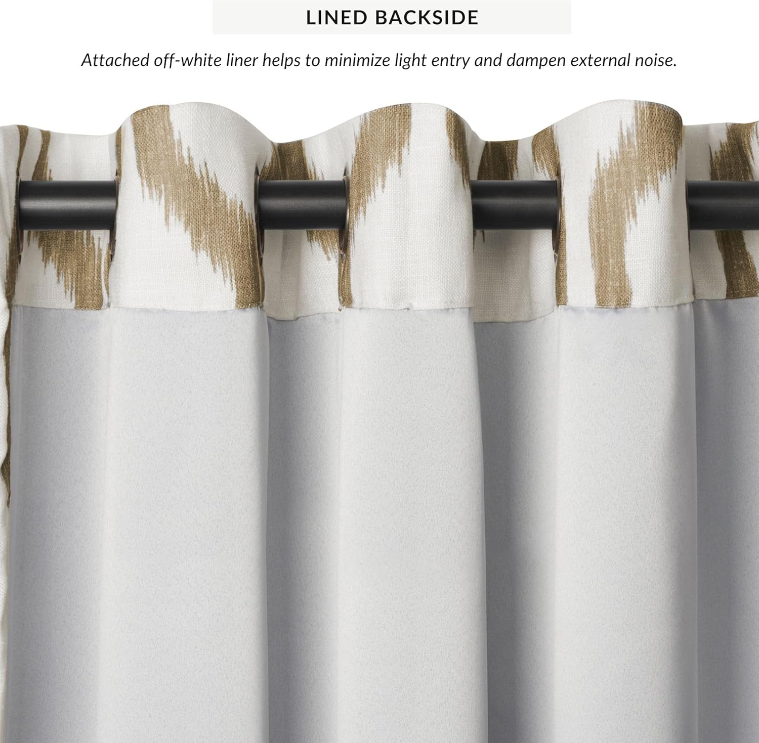 Elrene Home Fashions Renzo Ikat Geometric Room-Darkening Window Curtain, Living Room and Bedroom Drape with Grommets, 52"x84", 1 Panel, Natural