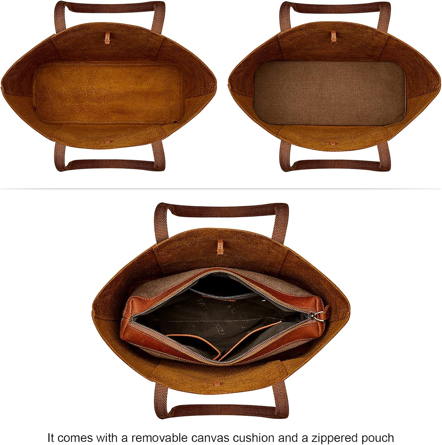 S-ZONE Vintage Genuine Leather Tote Bag for Women Large Shoulder Purse Handbag - Image 4