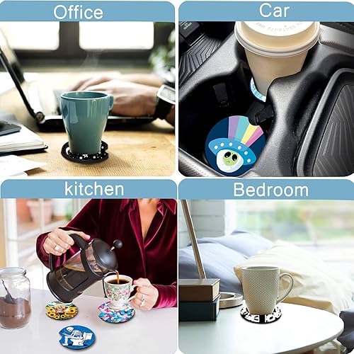 Miniatura 5 de Paquete de 2 portavasos de automóvil con diseño de libélula, tamaño universal de 2.75 pulgadas, tapete de goma antideslizante, regalo de libélula,