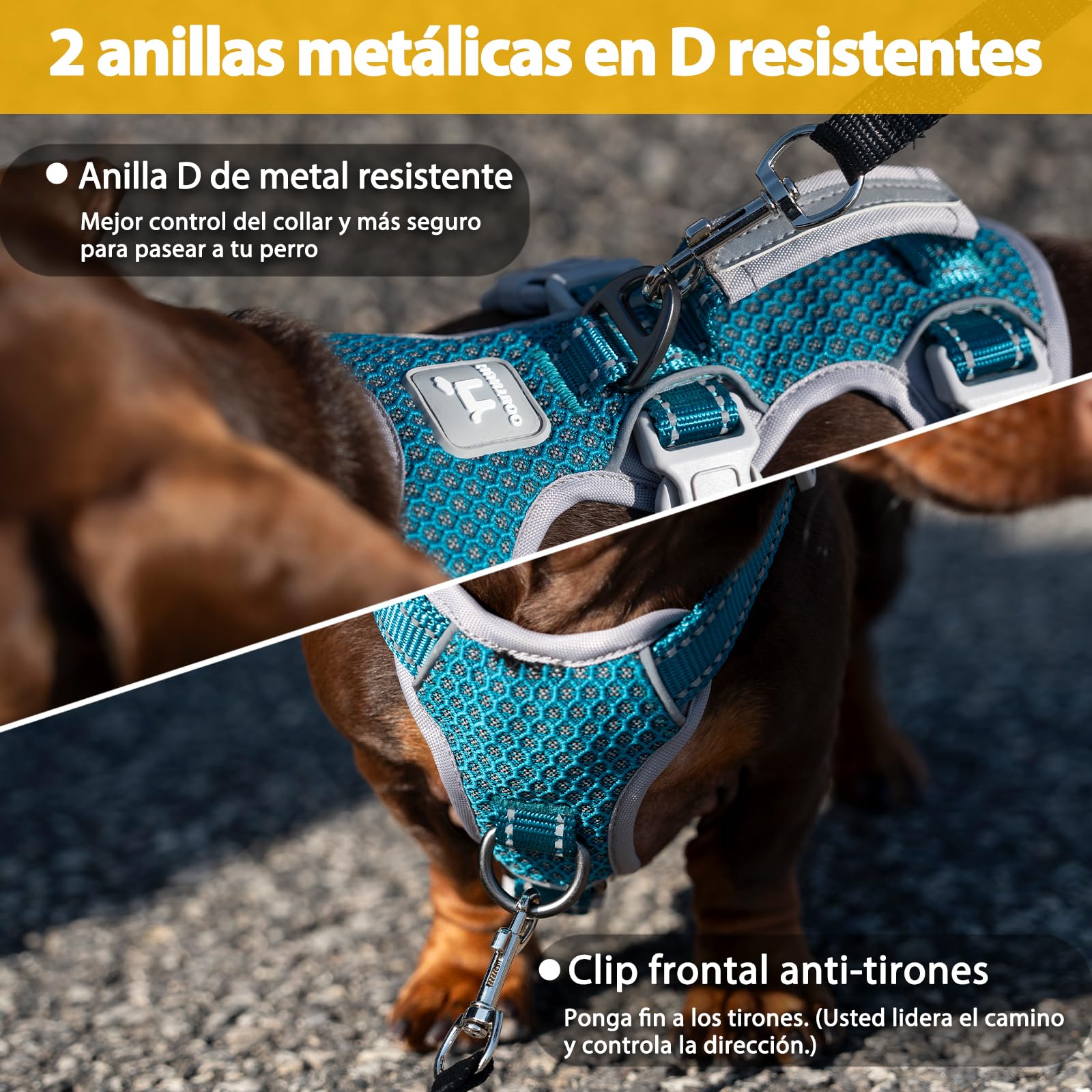 Huntboo Arnés para Perros No Escape, arnés a Prueba de Escapes, arnés Totalmente Reflectante con asa Acolchada, Transpirable, Chaleco Ajustable para Perros medianos de Paseo, adiestramiento y Carrera