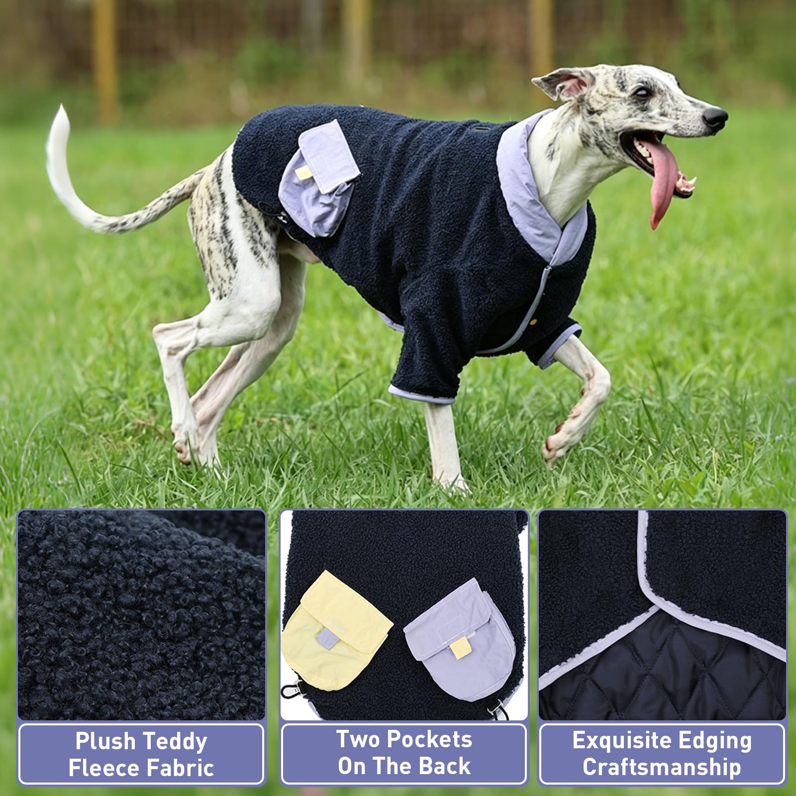 Cappotto invernale caldo per cani, antivento, fino a 45 kg, marrone, L | 2 tasche sul retro, regolabili ed elastiche, chiusura a strappo