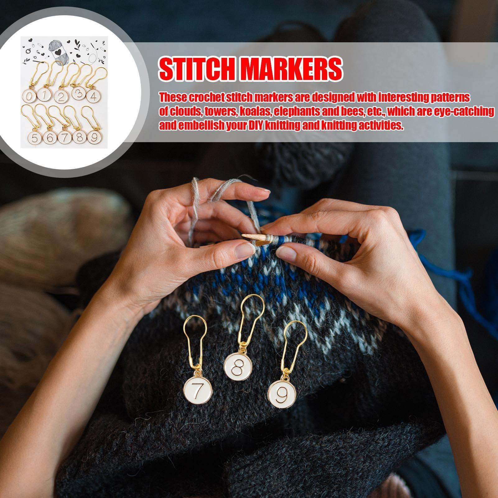 Crochet Notions - Anelli di marcatura per cucito, anelli per uncinetto e cucito, da cucito, pennarelli in metallo per lavori artigianali fatti a mano