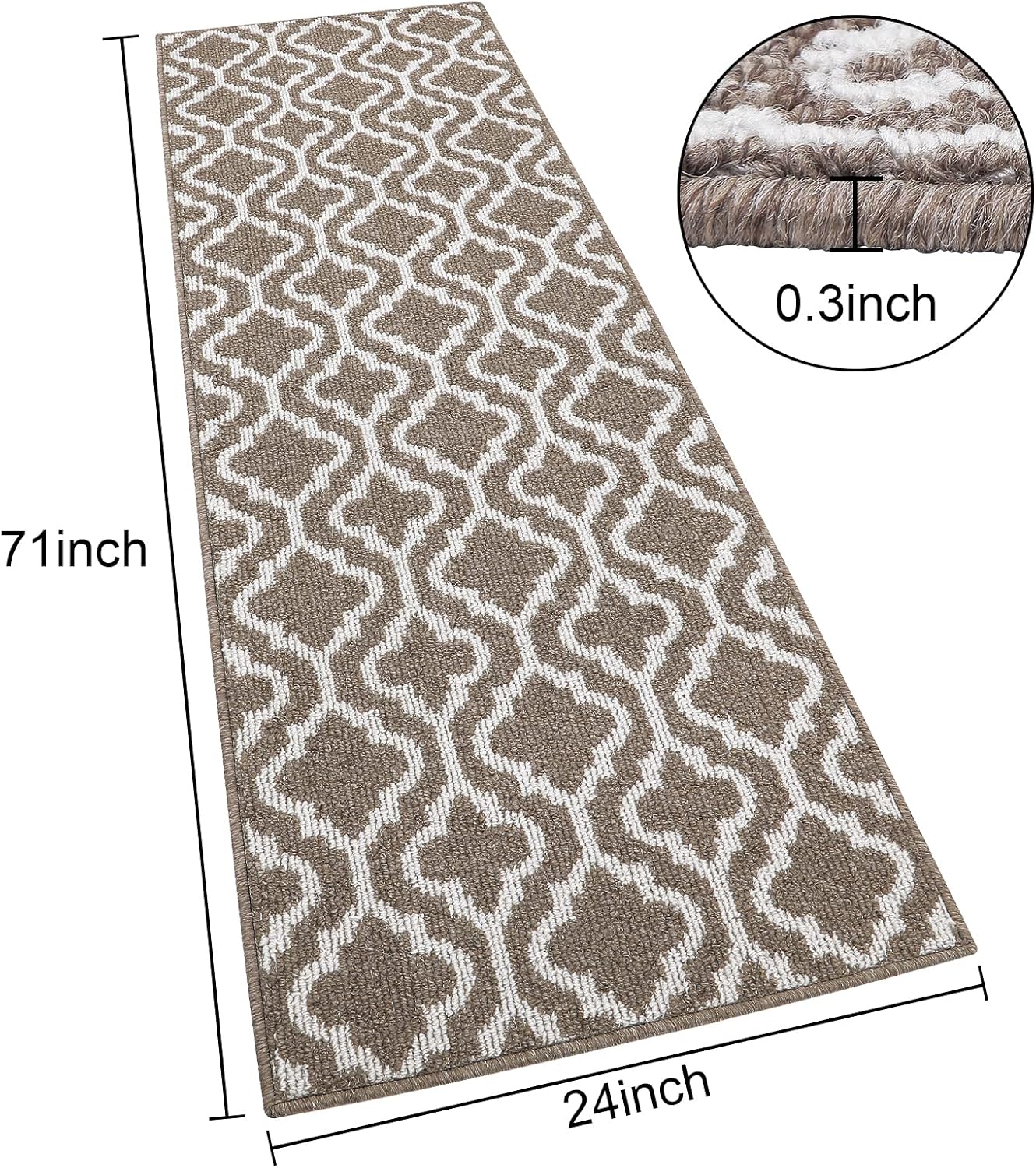 SHACOS Hallway Runner Rug Non Slip 60x180 cm Hall Runners Washable Kitchen Runner Carpet Runners for Hallway Entryway Laundry Brown - Image 5
