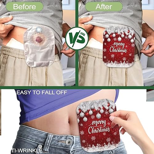 Miniatura 5 de Rnyleeg Bolsas de drenaje de ostomía de Feliz Navidad para mujeres y hombres, fundas elásticas para bolsas de ostomía con cierre, suministros de