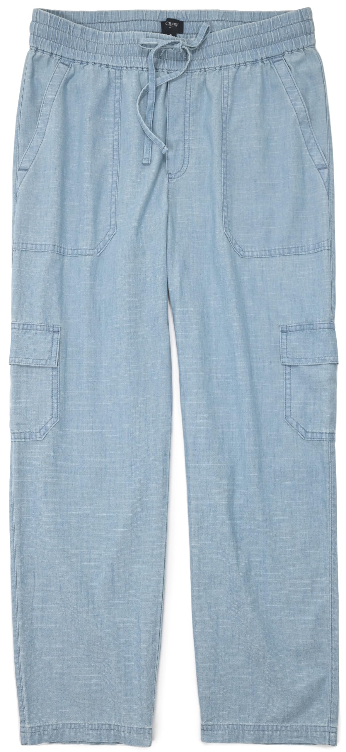 J.Crew Mercantile Women's Chambray Crop Straight-Leg Drawstring Cargo Pant