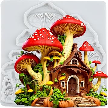 قوالب سيليكون لبيت الفطر من Enchanted Fairy Tale قالب طين البوليمر لبيت الفطر للحرف اليدوية صب راتنج الإيبوكسي تجفيف الهواء طين البوليمر الجبس صناعة المجوهرات
