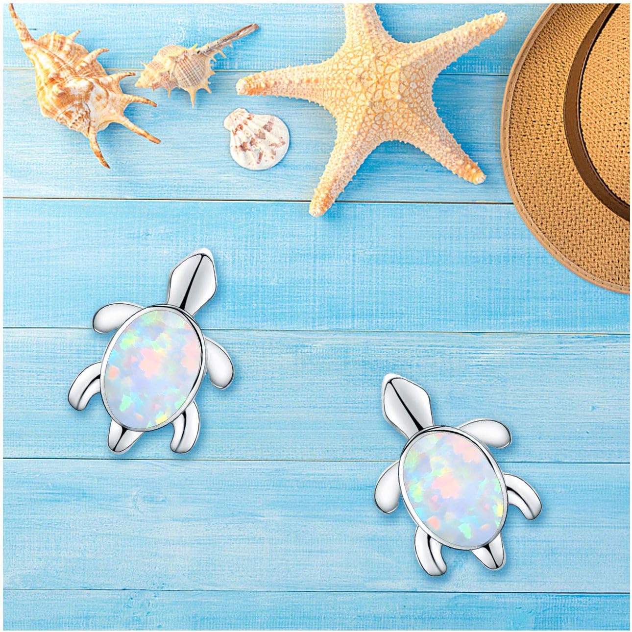 925 Sterling Silver Opal Turtle Earrings for Women - Hypoallergenic Stud Jewelry for Sensitive Ears - Image 4