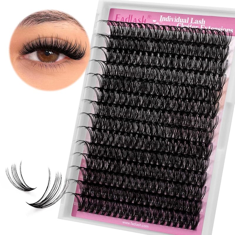 Cílios em tufos individuais FADLASH, curvatura D, 19 mm, 40D-0.07D, pretos